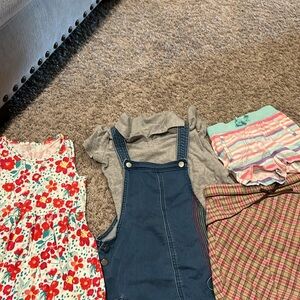 floral dress, overall shorts, , polo  old navy, skirt with pants under, short